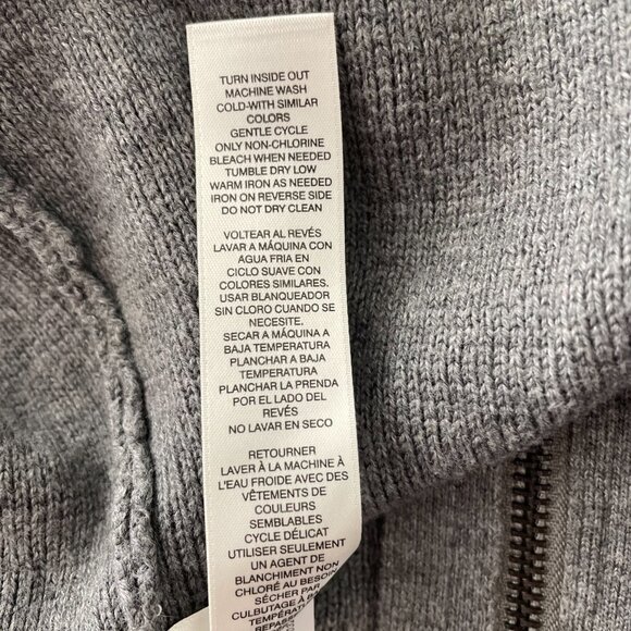 Chico's Womens Gray Beaded Placket Mock Neck Full Zip Cardigan Sweater Sz 2 US L - Picture 8 of 13